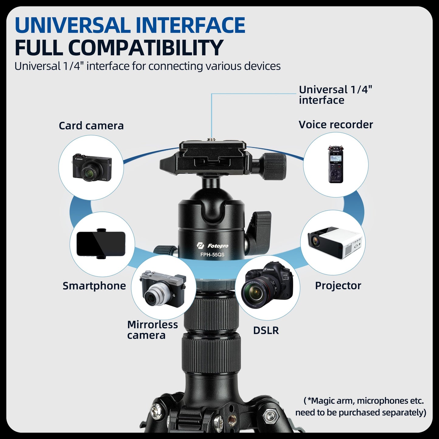 Fotopro 73" Camera Tripod, Aluminum Compact Travel Tripod and Monopod with 360° Ball Head Quick Release Plate, Professional Camera Tripod for DSLR