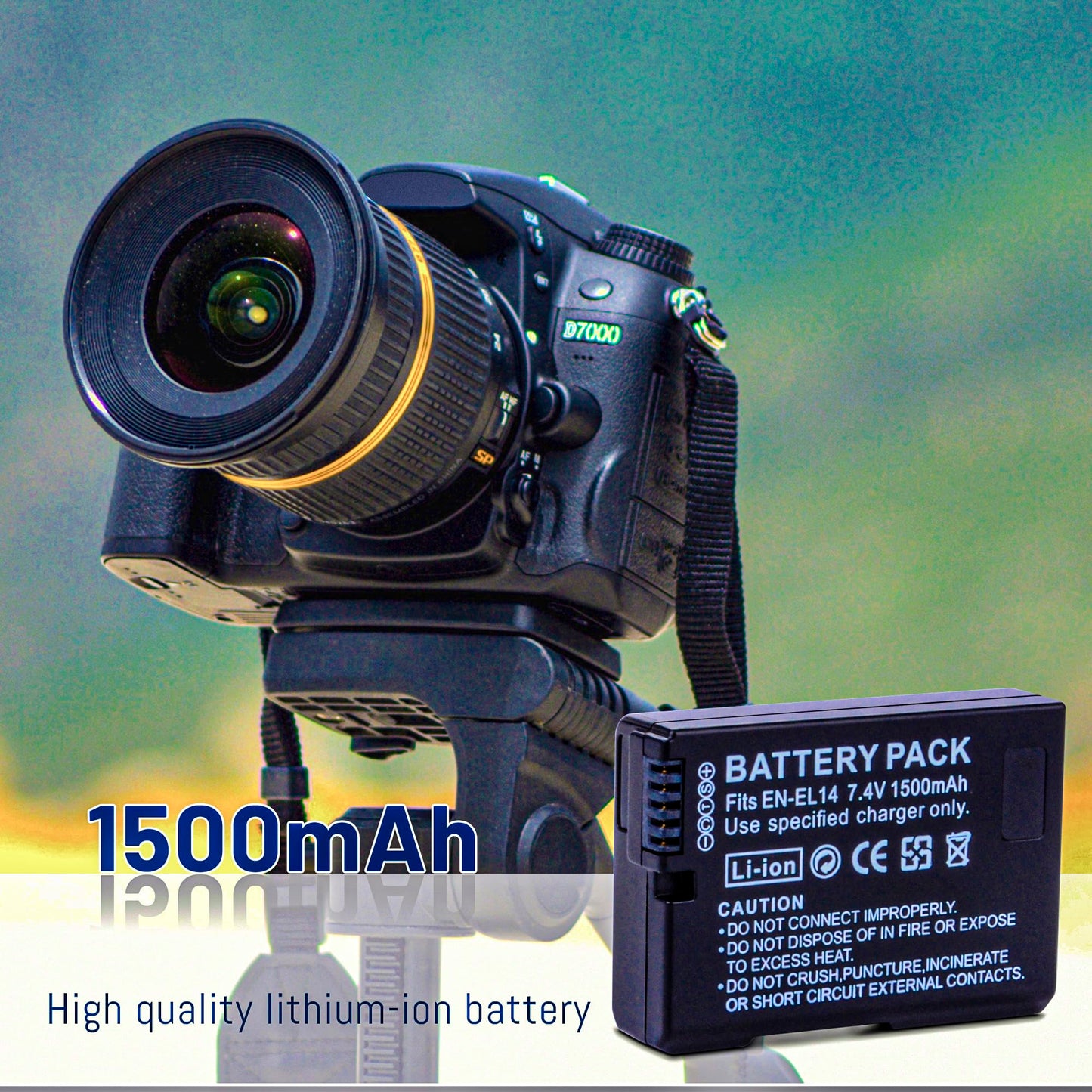 3-Pack EN-EL14 / EN-EL14a Batteries with Smart Triple Slot LCD Charger for Nikon D3100 D3200 D3300 D3400 D3500 D5100 D5200 D5300 D5500 D5600 DF
