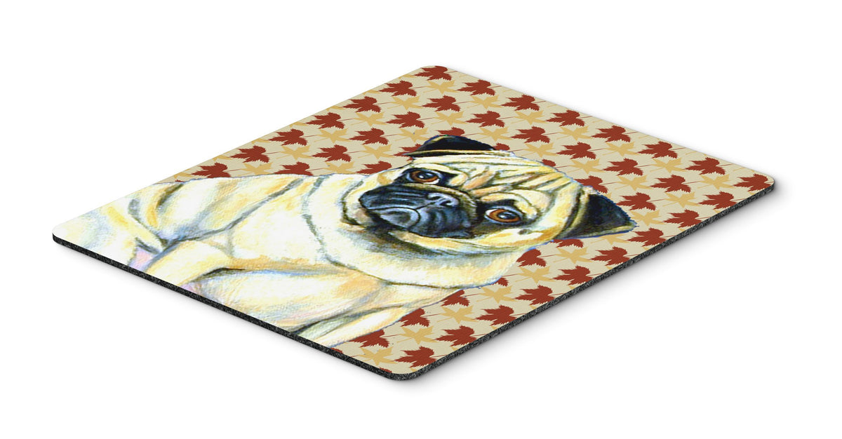 Caroline's Treasures LH9117MP Pug Fall Leaves Portrait Mouse Pad, Hot Pad or Trivet for Home Office Gaming Working Computers Laptop Mouse Mat,Washable