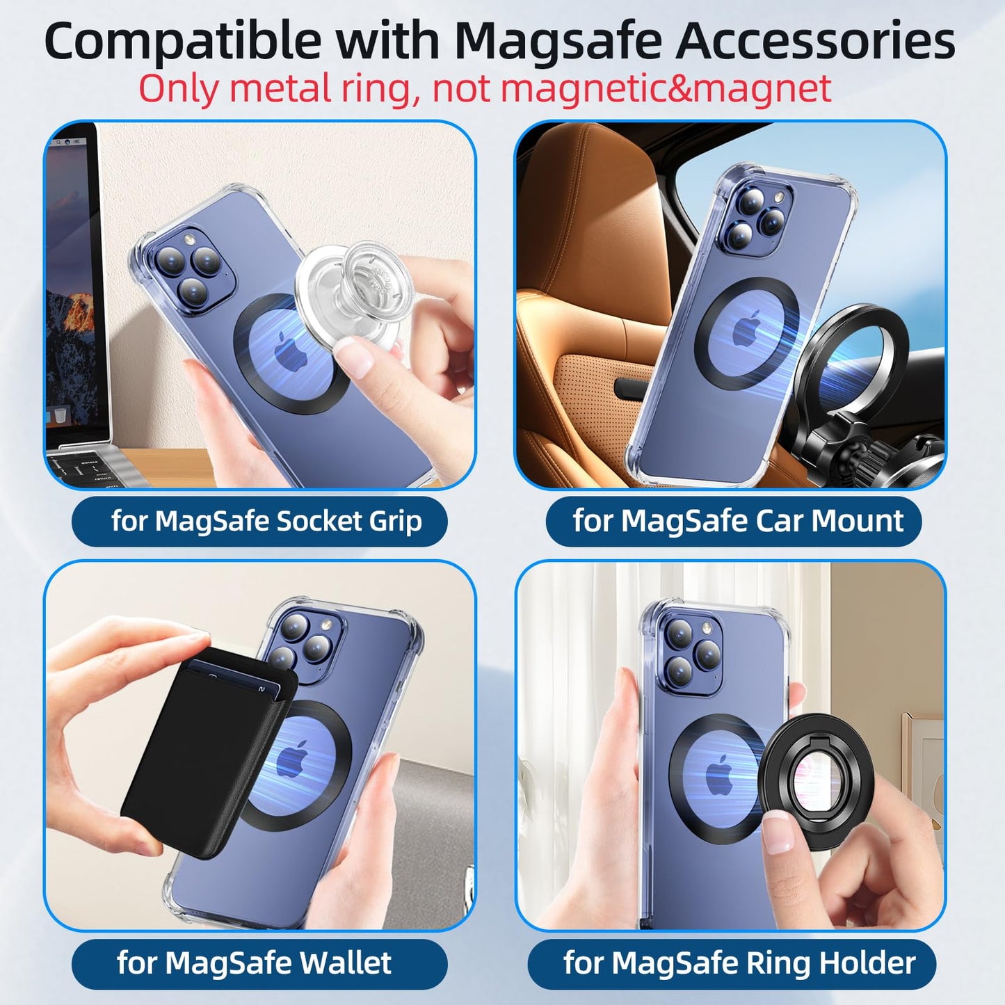 pop-tech for Magsafe Ring Sticker 2 Pack Ultra-Thin(0.3mm): Mag Safe Adapter for Pop Magnetic Socket Wallet Phone Grip Car Mount - Universal Adhesive