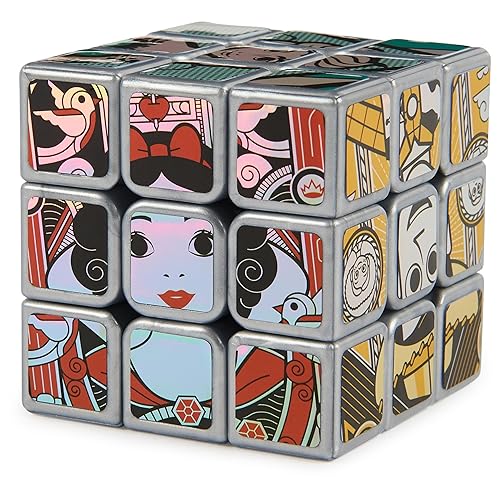 Rubik’s Cube, Disney 100th Anniversary Metallic Platinum 3x3 Cube, Disney Toy, Problem-Solving Brain Teaser, Classic Color-Matching Puzzle, Fidget…