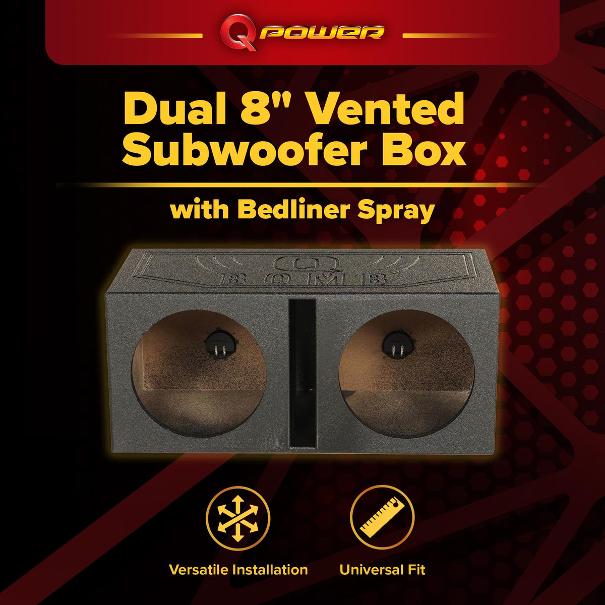 Q Power QBOMB8V Dual 8-Inch Vented Port Subwoofer Box