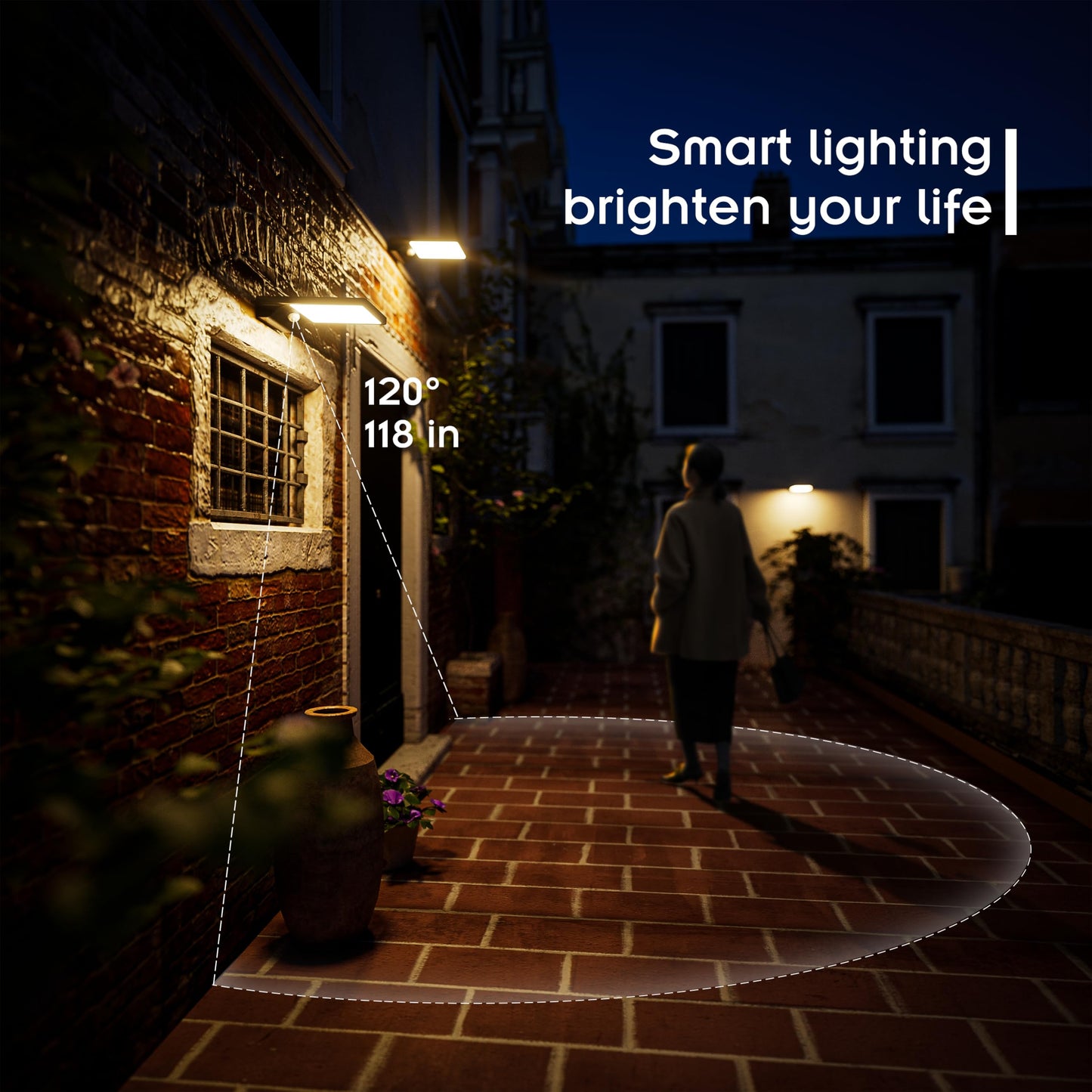 Mofkirg Solar Outdoor Light, Wall, Step, Door, Post, 3000K Warm White, 2000mAh Li-Battery, 350 Lm, Waterproof, Motion Sensor (1 Pack)