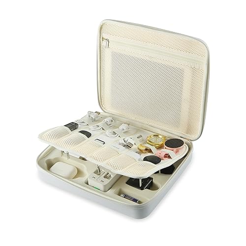 Electronics Organizer Case,Travel Essentials Bag for iPad,Tablet, Charger, Cables, Power Bank,Lapel Mic, Earphones, Watches, Tech Accessories Carry