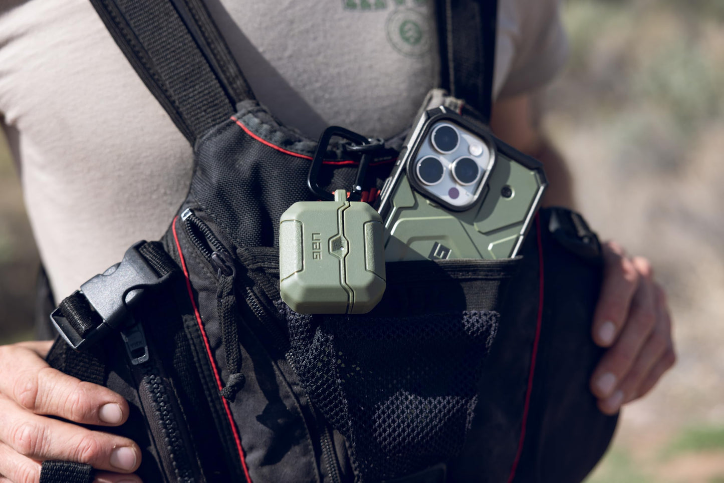 URBAN ARMOR GEAR UAG Designed for AirPods 4th Gen Case Scout, Rugged Military Grade Drop Proof Protective Cover with Detachable Carabiner Clip