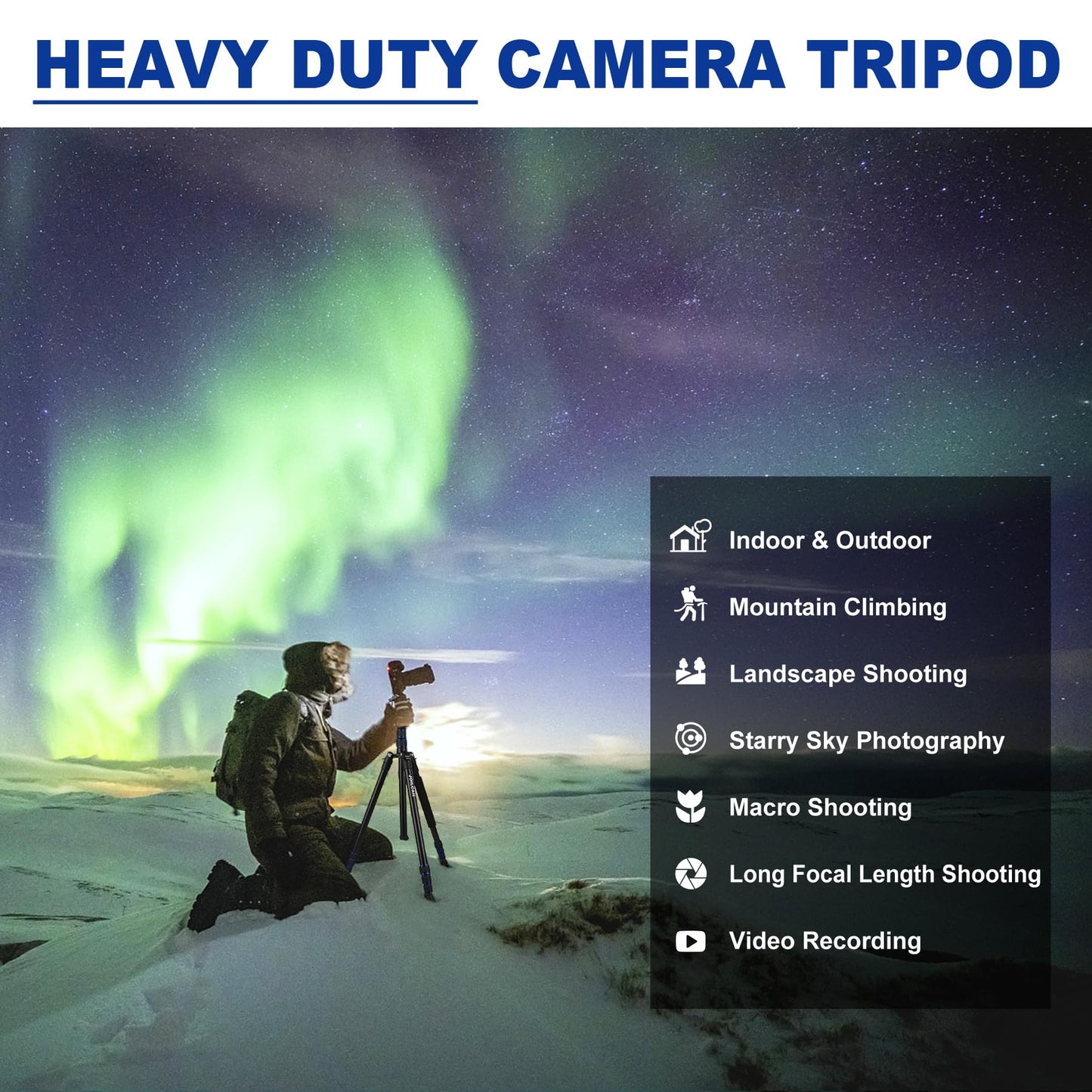 80/85 inches Heavy Duty Tripod for Camera and Phone, 85" Camera Monopod Tripods, DSLR Binoculars Spotting Scope Camcorders Video Tripod Stand, 360