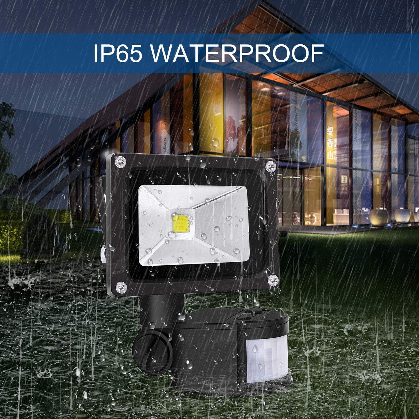 Z Motion Sensor Flood Lights Outdoor,10W Induction LED Lamp, IP65 Waterproof Spotlight,6500K LED Sensor Light,Security Light with US 3-Plug (Daylight