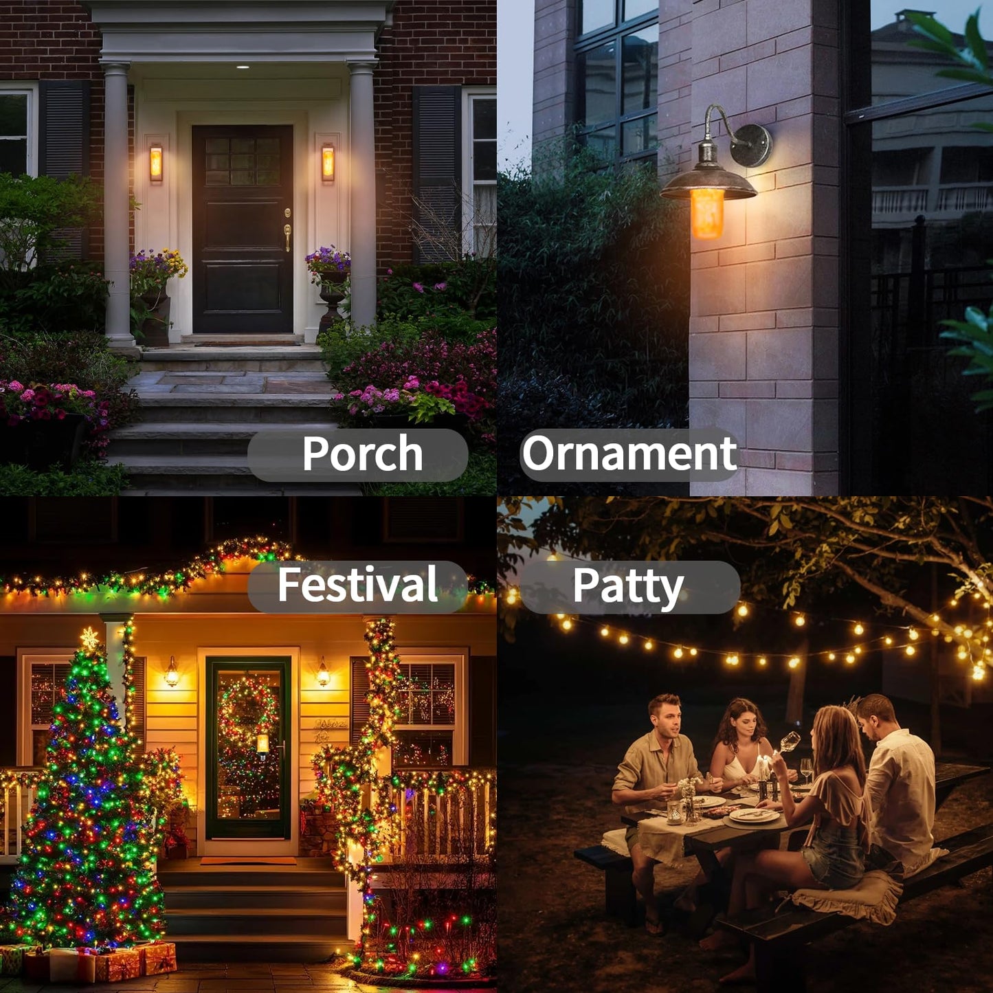 JAHEKS Flame Light Bulbs, Flickering Light Bulb with 4 Modes Upside Down Effect, 5W E26 Base Orange LED Fire Lights for Halloween Christmas, Indoor