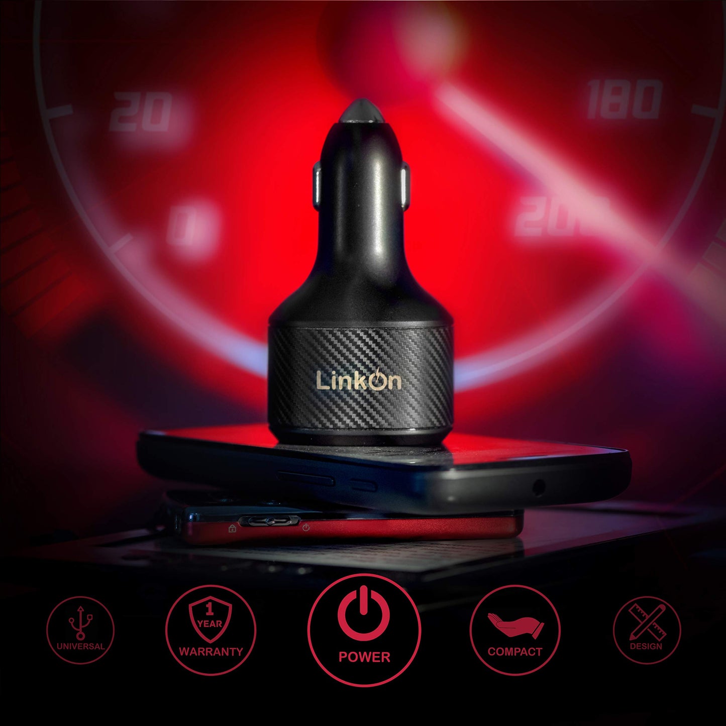 LinkOn 112W USB C Car Charger PD 3.0 (90W) PPS + USB A QC 3.0 (18W) - Fast Dual Port Car Adapter Compatible with MacBook, Dell, HP, iPad, iPhone