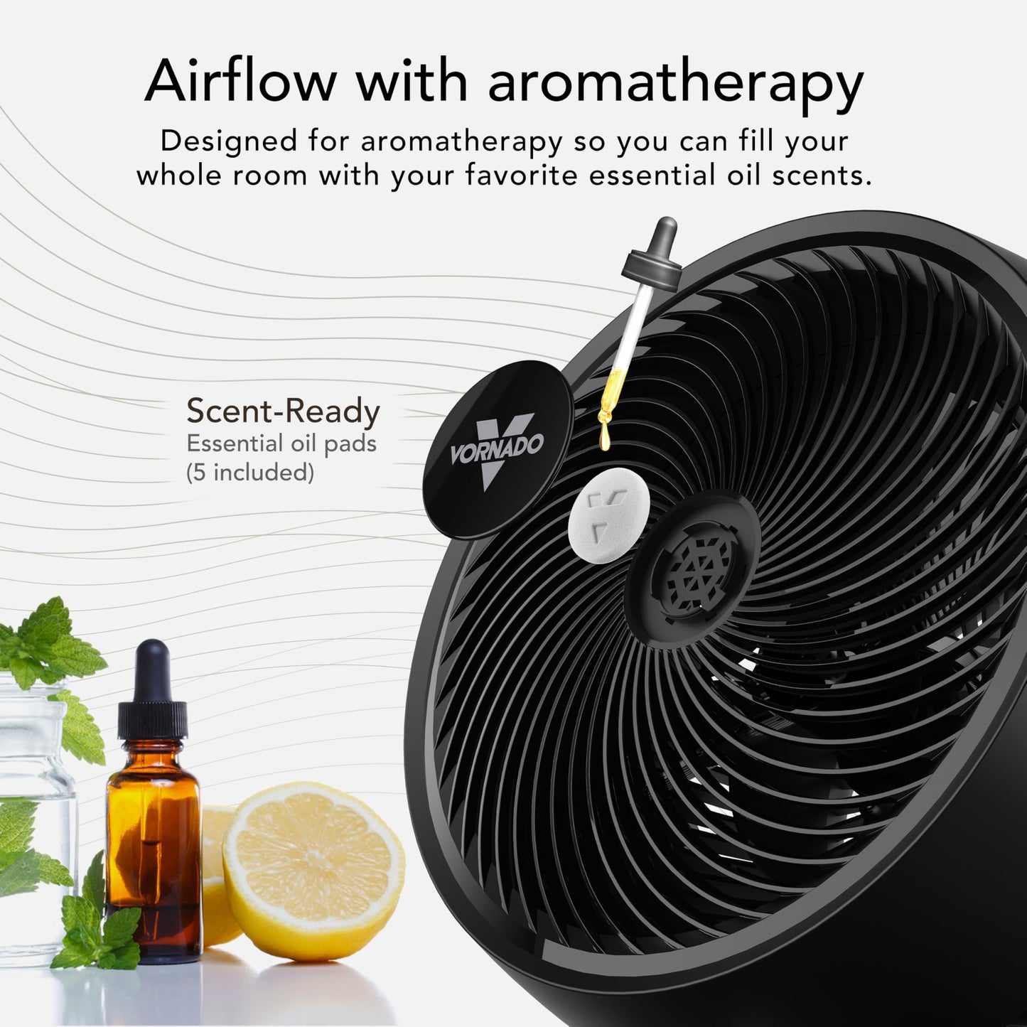 Vornado 753 OSC Whole Room Air Circulator Fan with Oscillation, Included Remote, Auto Mode, Aromatherapy with Included Scent Pads, 3 Speeds