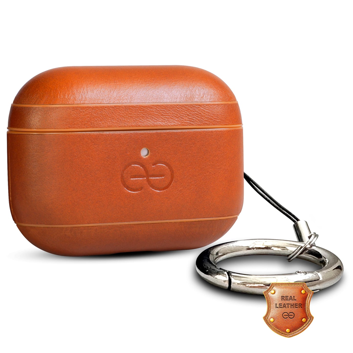 Dreem Real Leather AirPods Pro 3 Case Cover, Keychain Carabiner Clip, for Apple AirPods Pro 3 Case, Leather + Protective Hard Plastic Shell, MagSafe