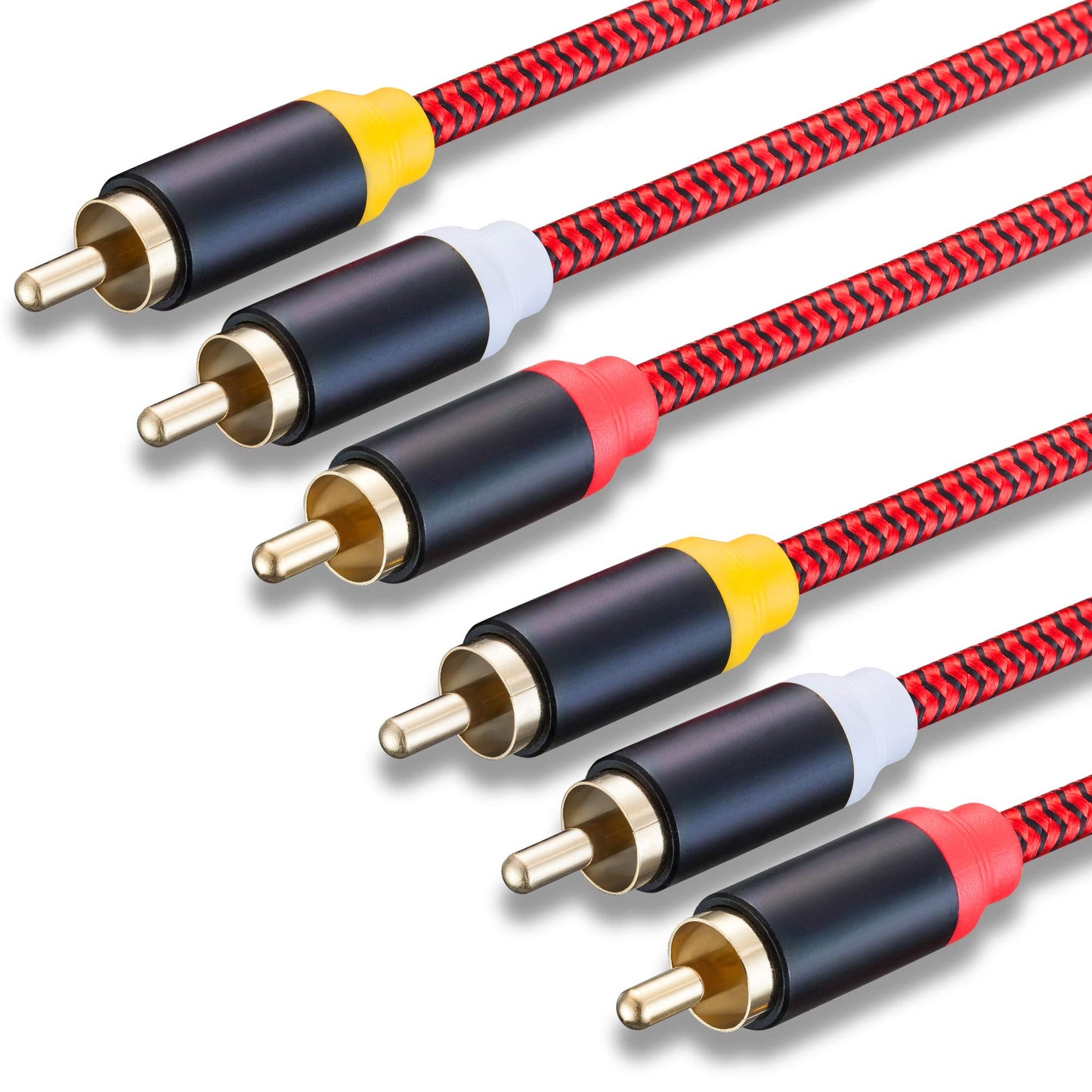 Audio Video RCA Cable 25Ft,3RCA Male to 3RCA Male 24K Gold Plated Composite AV Cable Compatible with Set-Top Box,Speaker,Amplifier,DVD Player
