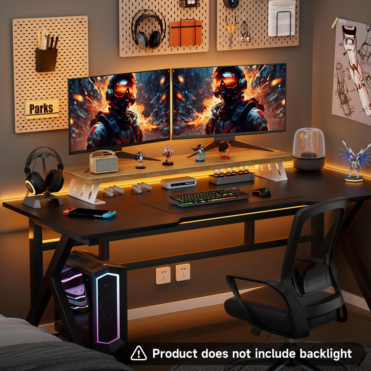 NestNeat Dual Monitor Stand Riser, 39 Inch Large Wood Monitor Stands for 2 Monitors, Desk Monitor Riser for Computer/Laptop/Printer/TV, Stand Riser up