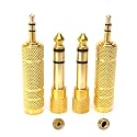 SiYear 3.5mm 1/8 inch TRS Plug to 6.35mm 1/4 inch Jack and 3.5mm Female to 6.35 Male Plug Gold Plated Set Audio Stereo Adapter Converter