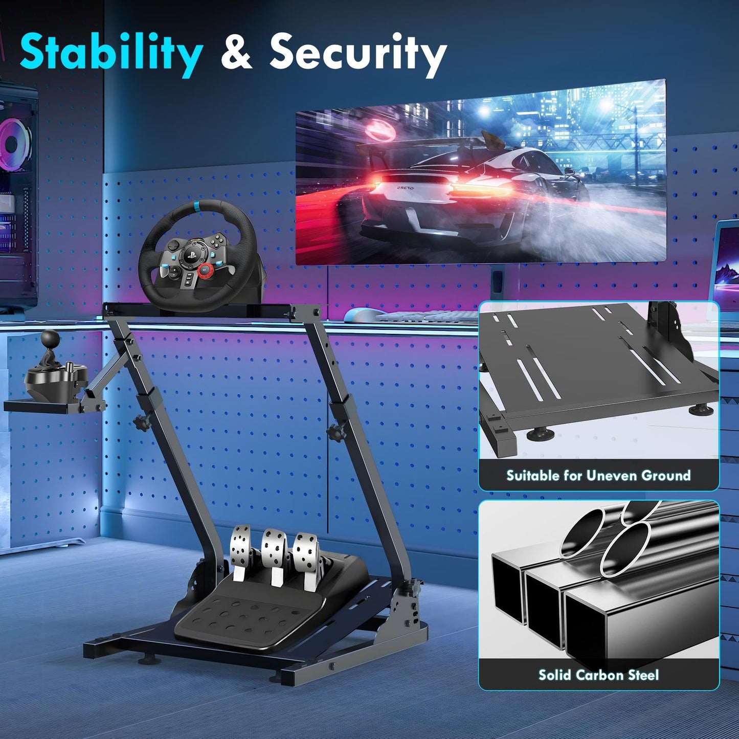 Slendor Racing Steering Wheel Stand for Logitech G920, G25, G27, G29 Wheel, Sim Racing Stand Driving Simulator Cockpit Pedal and Shifters Not