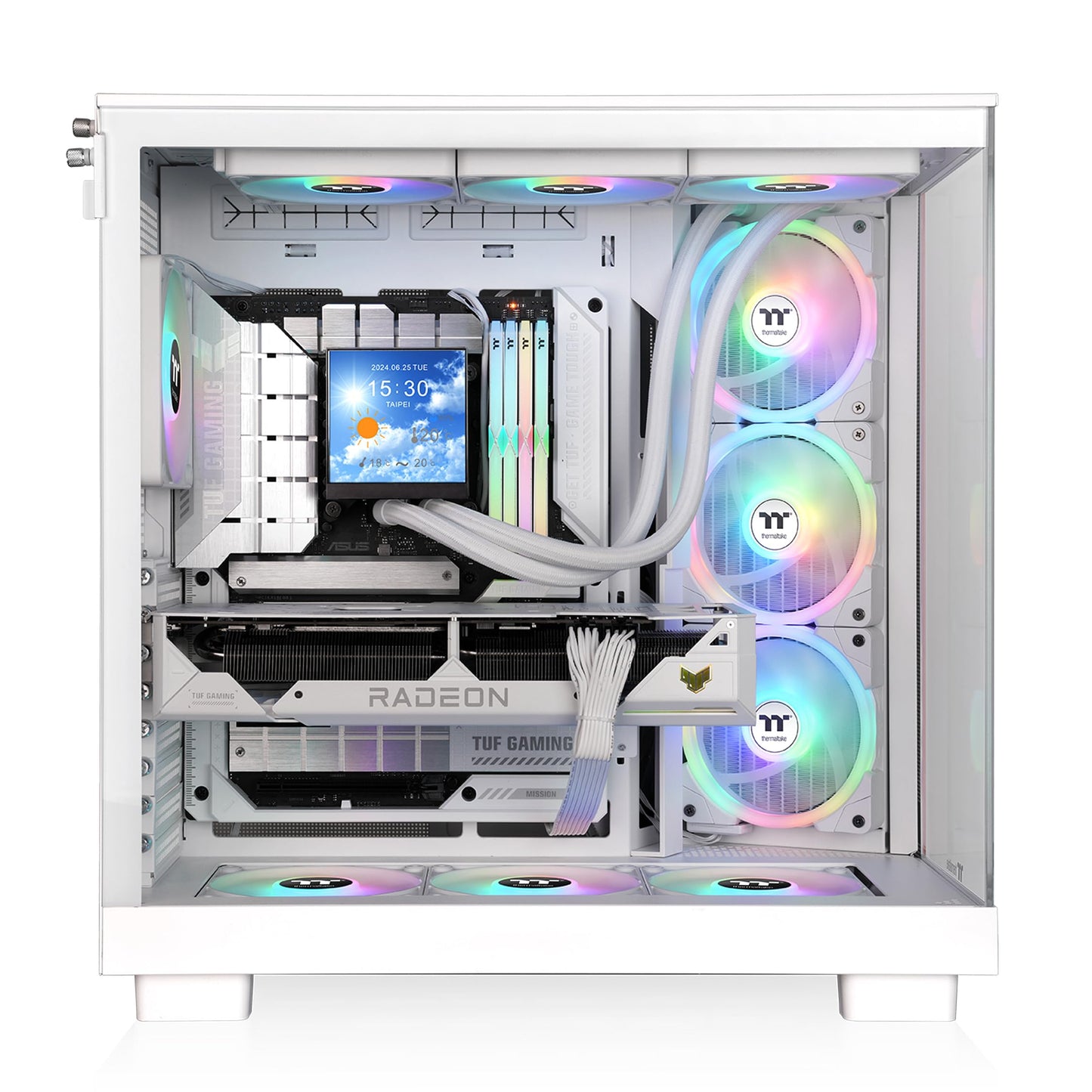 Thermaltake View 380 XL WS ARGB; Mid Tower Chassis; Side Wood Trim; 4x120mm ARGB Lite Fans Included; 420mm GPU Clearance; ATX/mATX/mITX; Hidden