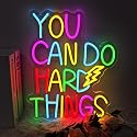 You Can Do Hard Things Neon Sign Dimmable LED USB Powered Neon Light UP for Classroom Wall Decor Art Positive Bedroom Library Study Room Home