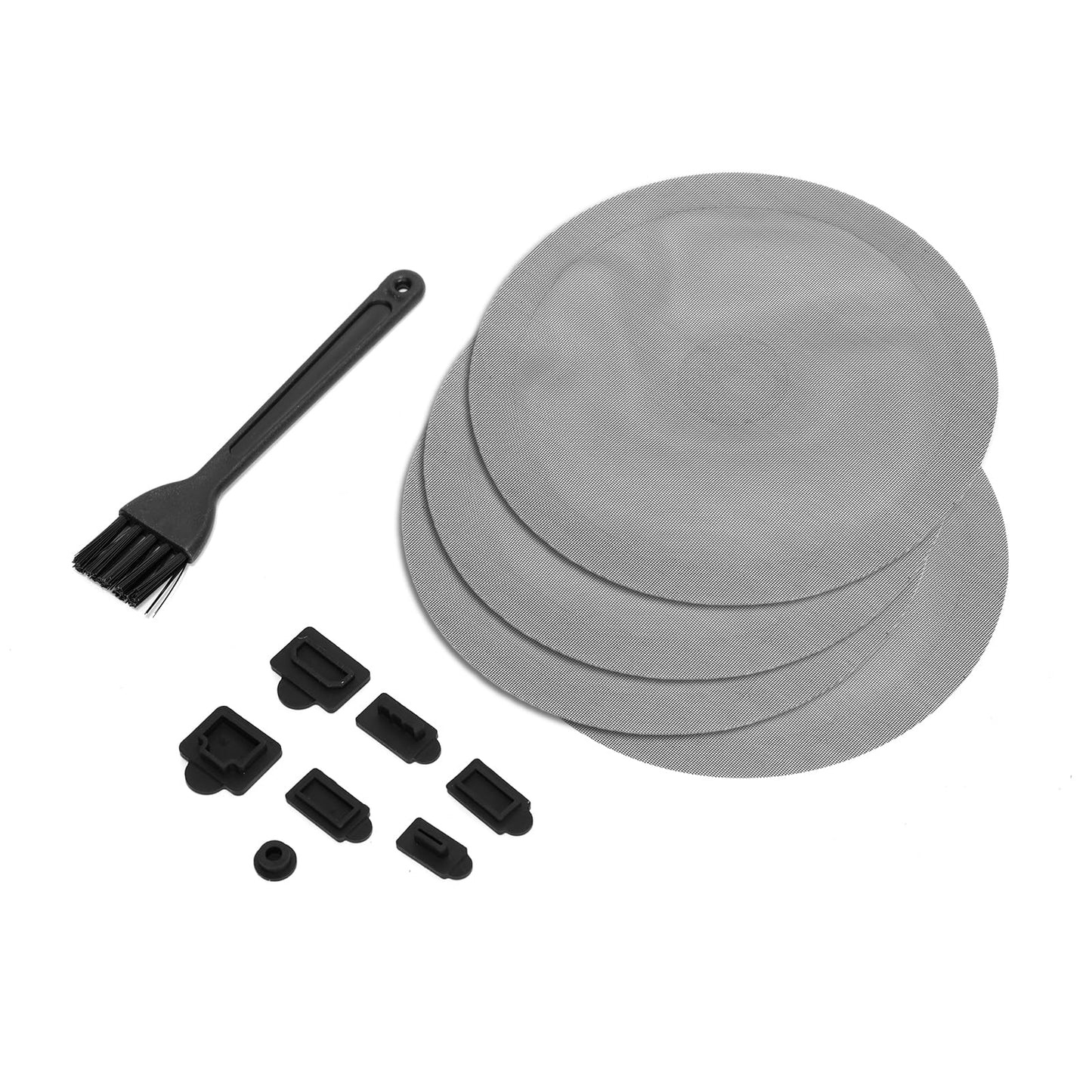 Ruimou 1Set PS5 Dust Protector Cover Kit (4pcs Dust Mesh Round Filter,7 Dust Plugs,1 Cleaning Brush)Compatible With PS5, PS5 Slim Game Console