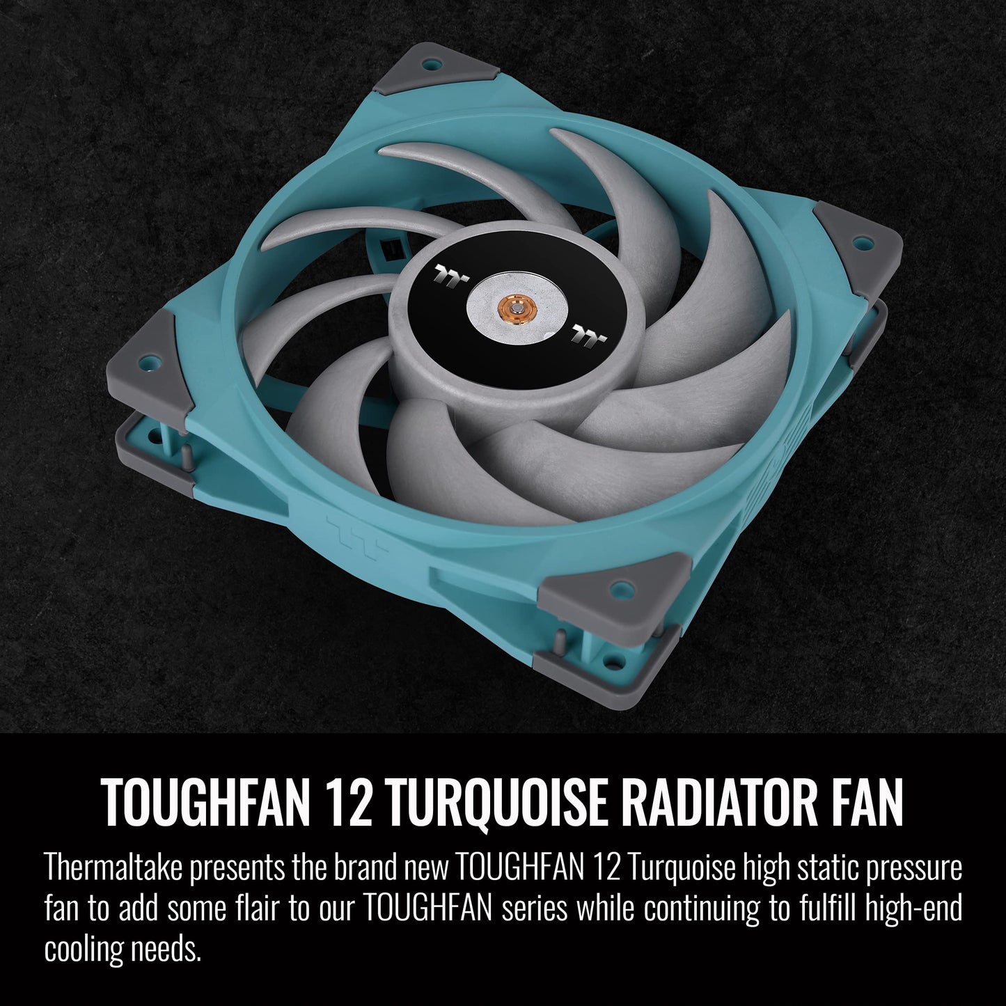 Thermaltake ToughFan 12 Turquoise High Static Pressure 2000 PWM, Metal-Reinforced Motor Hub, Gen.2 Hydraulic Bearing 120mm Case/Radiator Fan