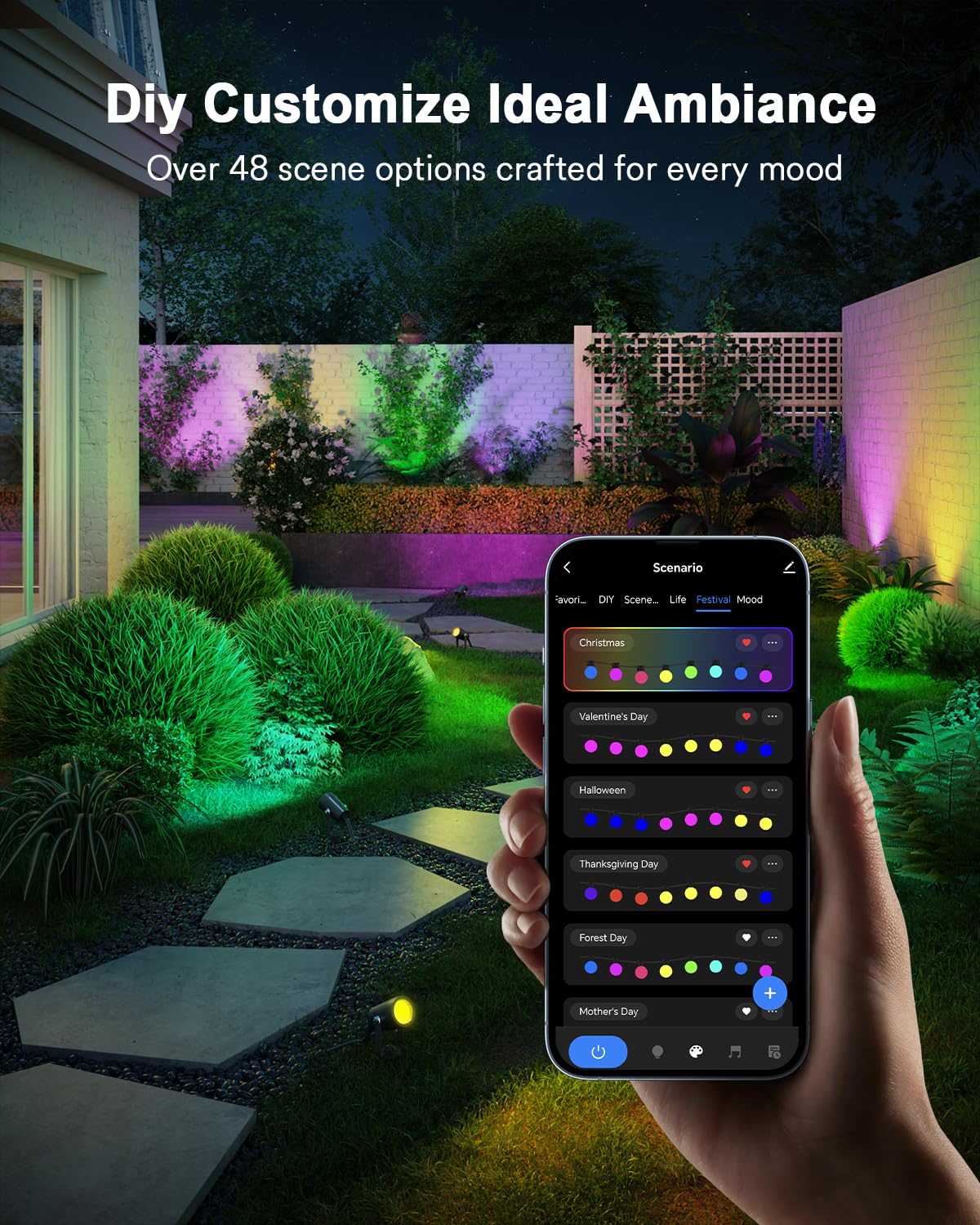 Lumary Smart Landscape Lights Gen2, 6-Pack 56FT RGB+AIWW Outdoor Spotlights, Color-Changing LED Pathway Lights for Yard, Garden, Patio, Compatible