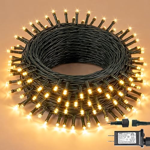Hopolon String Lights Indoor Outdoor, 33 FT 100 LED Christmas Lights Waterproof, Connectable Green Wire Twinkle Fairy Lights Plug in for Wedding Party