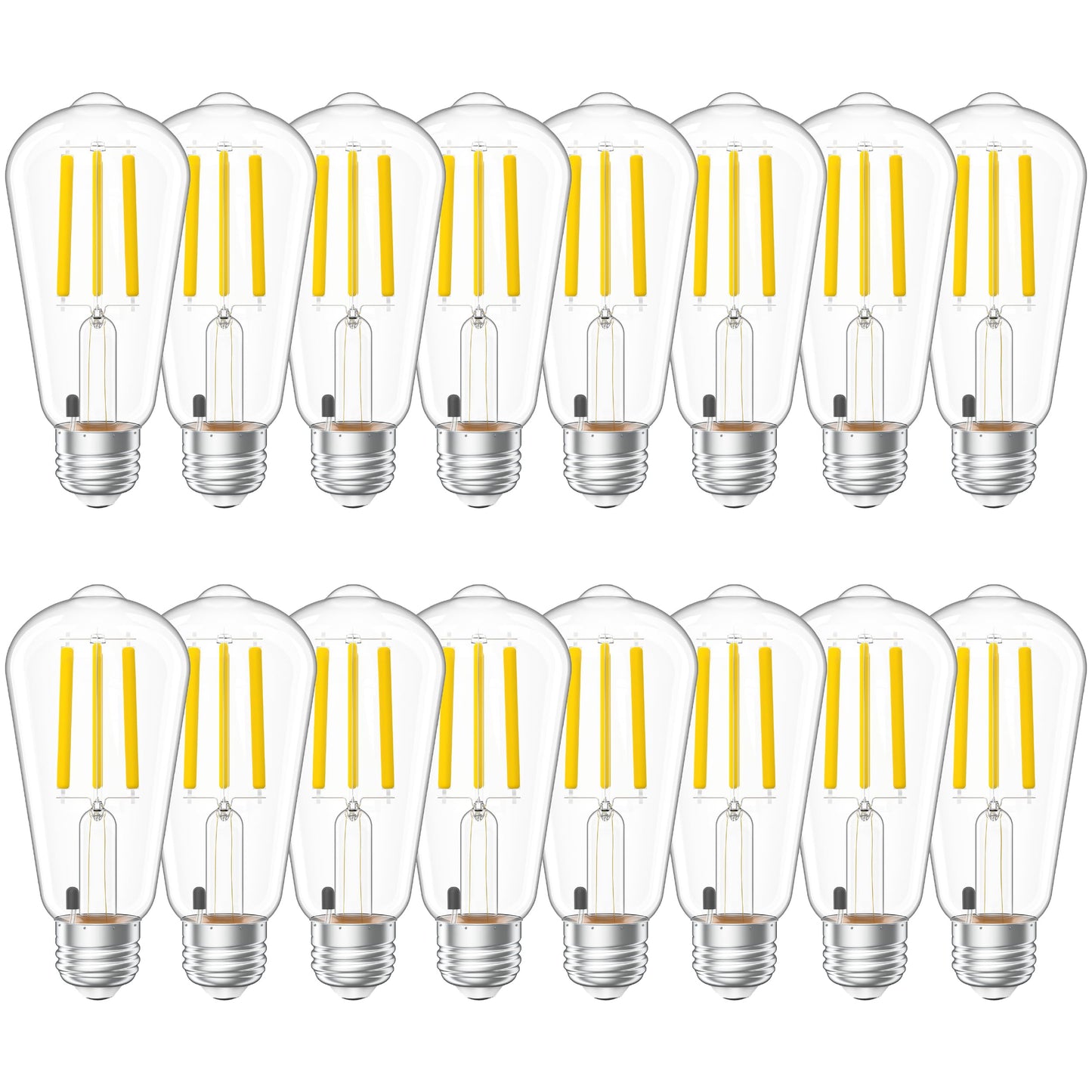 Sunco 16 Pack ST58 Filament LED Edison Bulbs, E26, Dusk to Dawn, 7W=75W