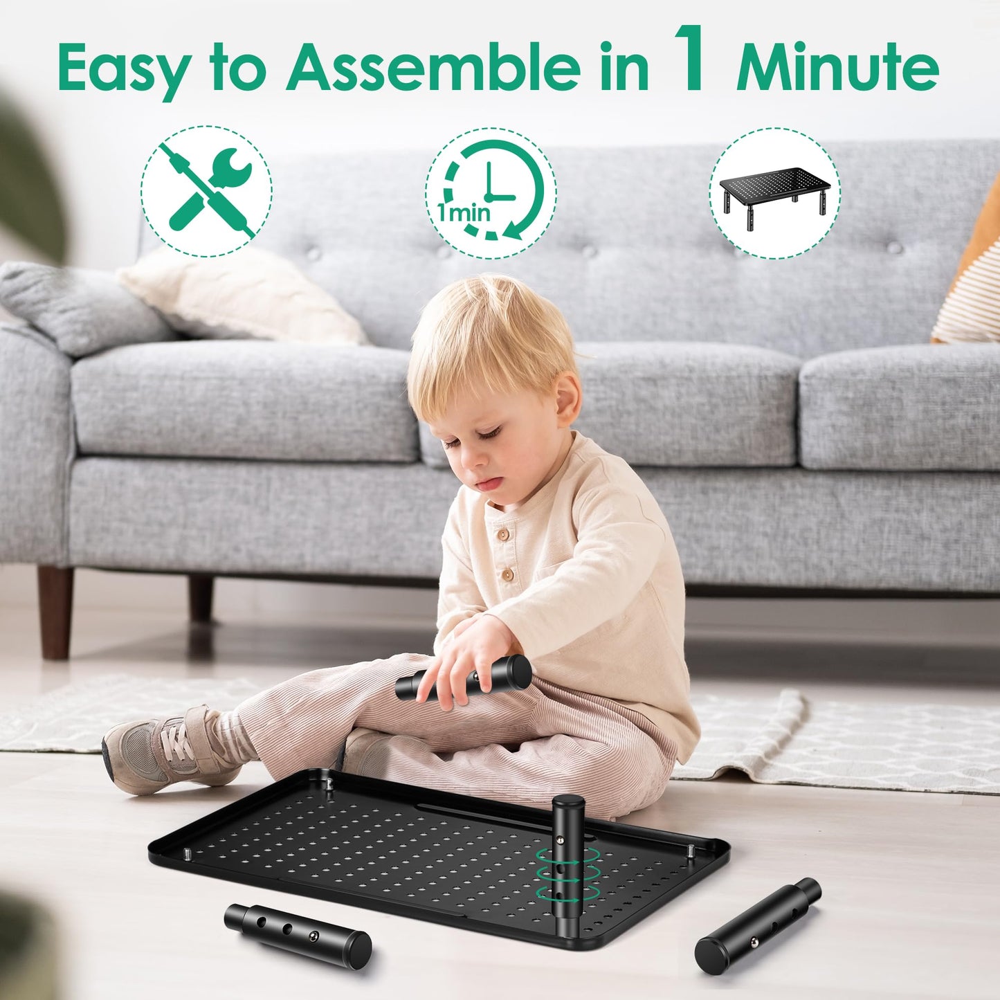 La Jaco Monitor Stand Risers for 2 Monitors, 3 Height Adjustable Monitor Stand with Pen Holder, Dual Monitor Riser Laptop Riser for Office, Home