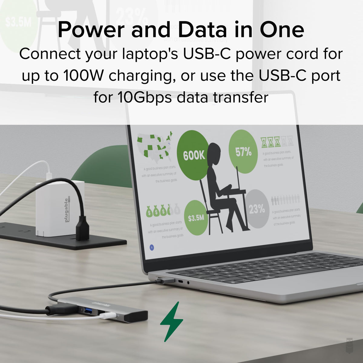 Plugable USB C Hub Multiport Adapter, 4 in 1