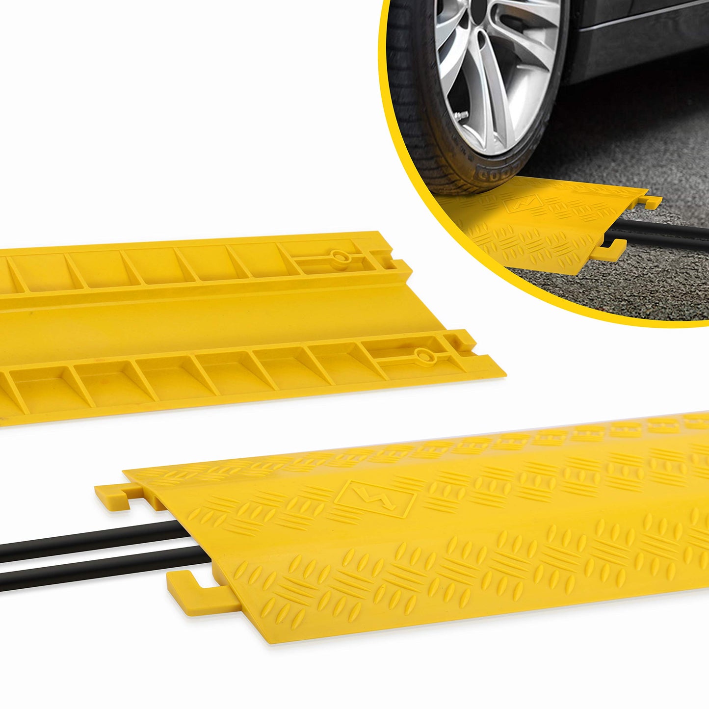 Durable Cable Ramp Protective Cover - 2,000 lbs Max Heavy Duty Drop Over Hose & Cable Track Protector, Safe in High Walking Traffic Areas - Cable
