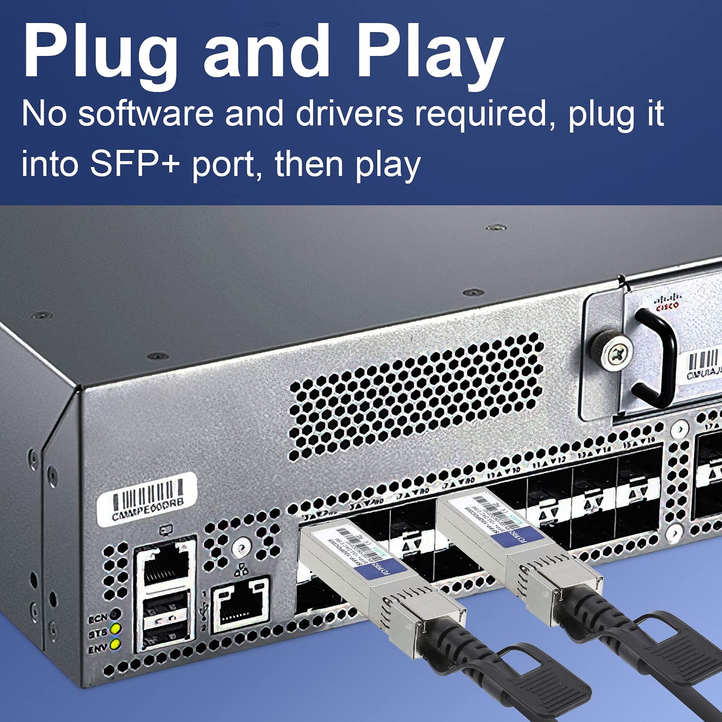 FLYPROFiber- 10G SFP+ DAC Twinax Cable, 5M/16.4ft Passive Direct Attach Copper Twinax, for Cisco SFP-H10GB-CU5M, Uiquiti, Netgear, Mikrotik, D-Link