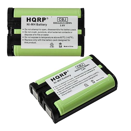 HQRP 2-Pack Phone Battery Compatible with Panasonic KX-TG6054B, KX-TG6071, KX-TG6071M, KX-TG6072, KX-TG6072B, KX-TG6072C Cordless Telephone