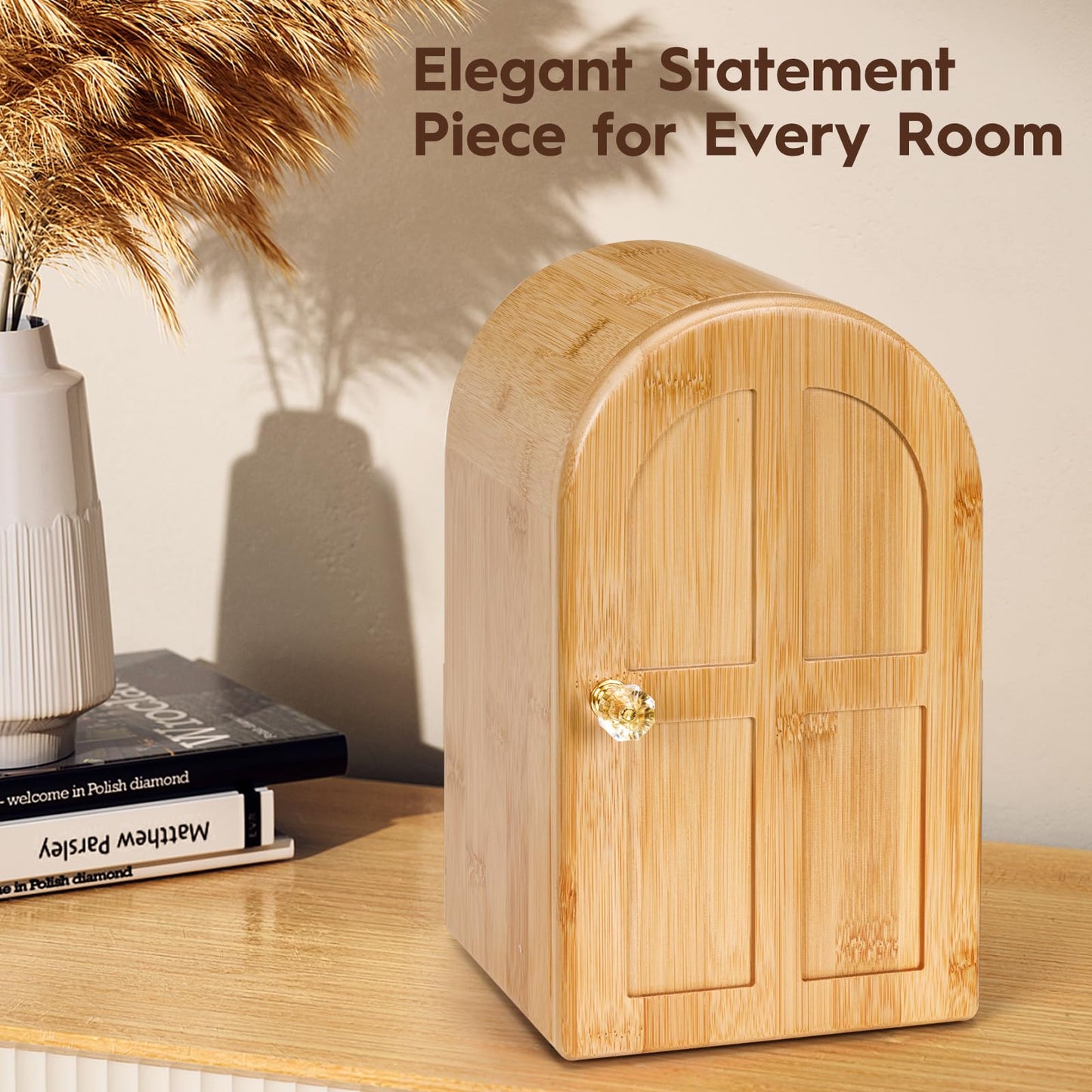 Premium Cell Phone Box for Family Time,Bamboo Cell Phone Jail with Charging Holes,Hold 6 Phones,Help Kids Adults Focus Back