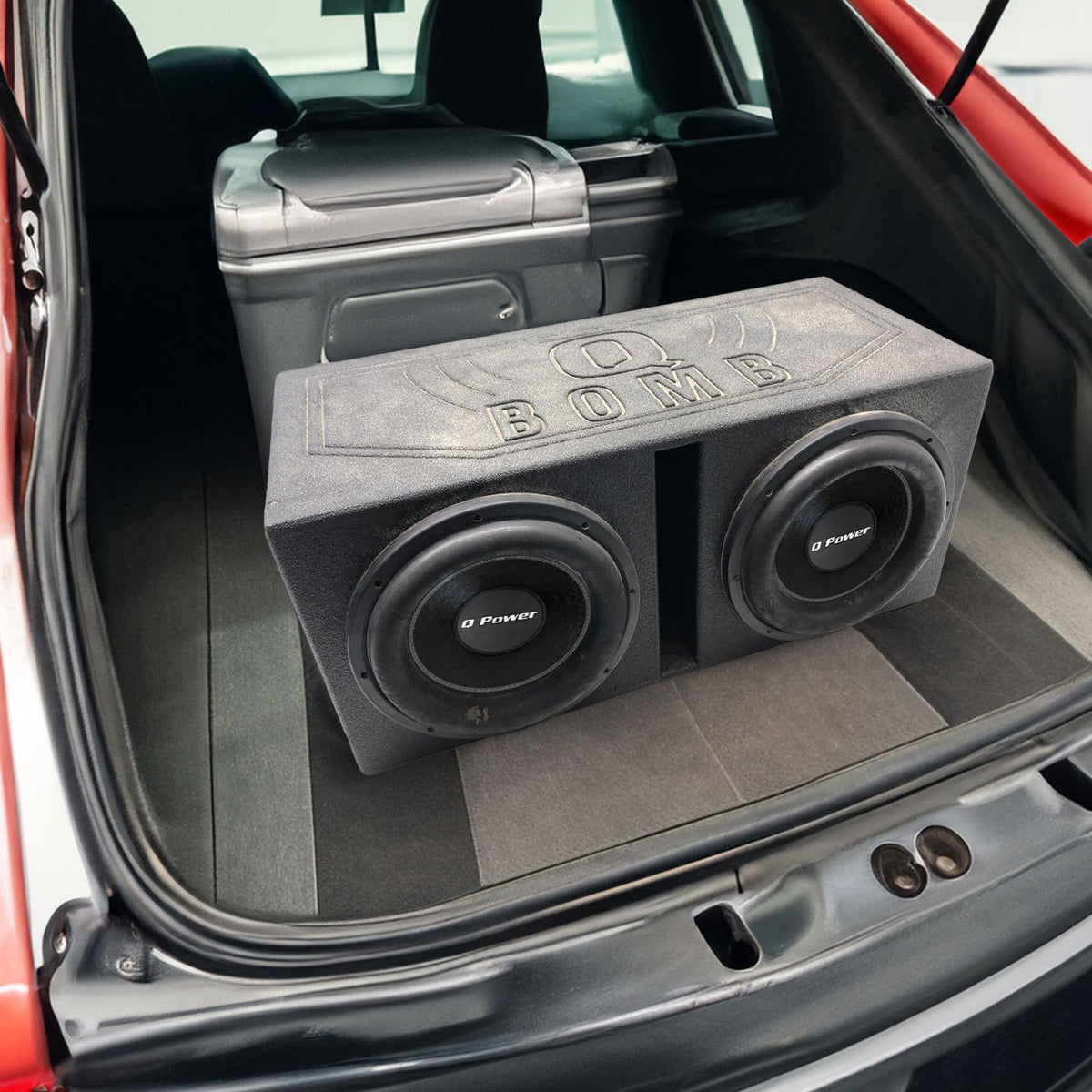Q Power 12" Dual Subwoofer Box, High-Performance Vented Speaker Enclosure