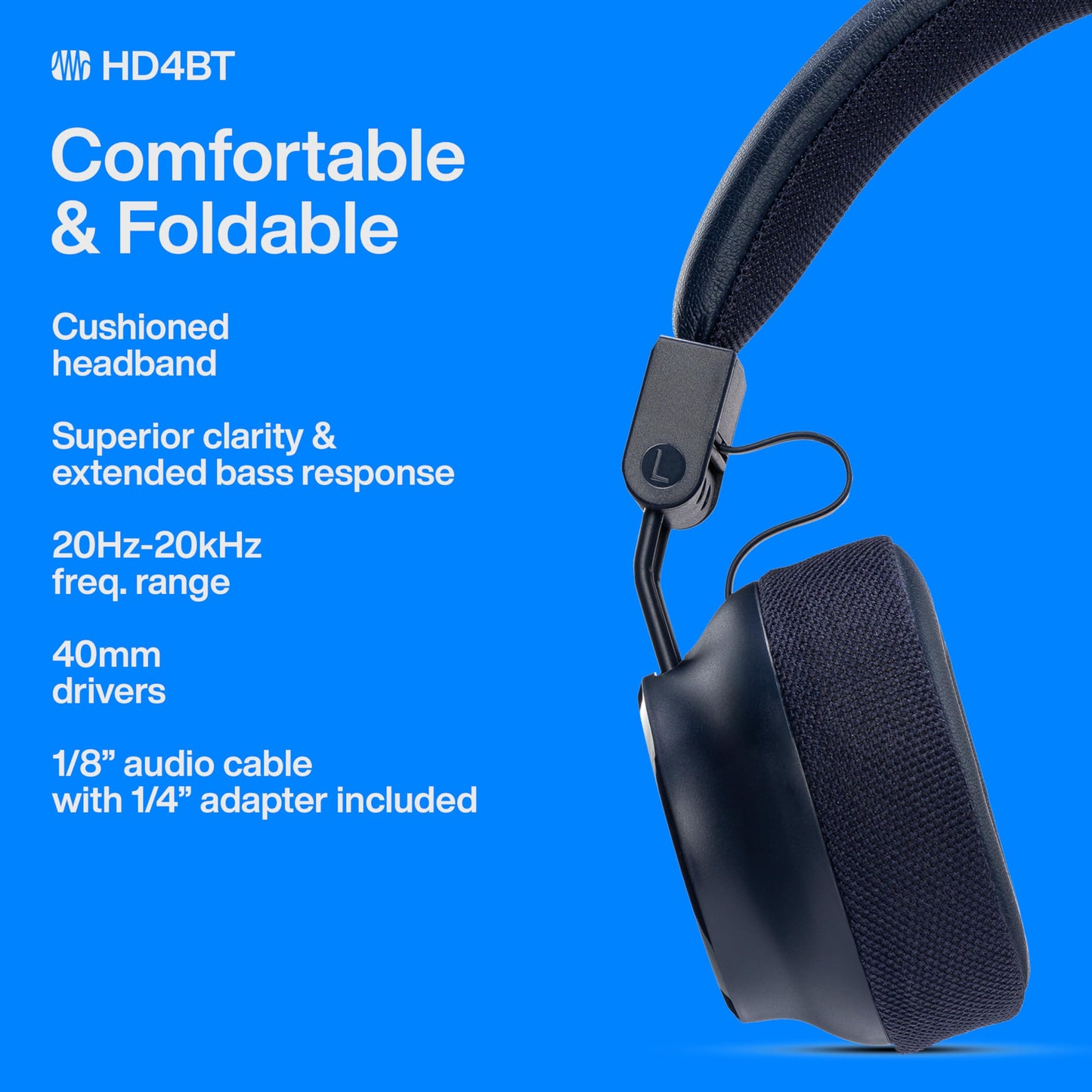 PreSonus Eris HD4BT - Over-Ear Closed-Back Wireless Headphones, Bluetooth, ANC Noise Cancelling, Up to 60 Hours Battery Life, Studio Headphones…