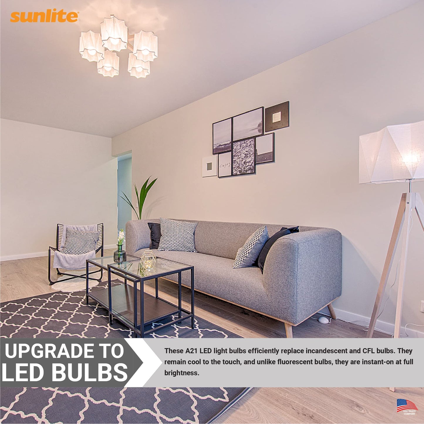 Sunlite 70327 3-Way LED A21 Light Bulb, 6/12/19 Watts (60W 75W 125W Equivalent), 800-1500-2100 Lumens, Medium E26 Base, Omni-Directional, UL Listed