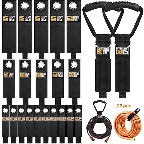 22PCS Heavy Duty Storage Straps Garage Hooks Tool Organizers and Fastening Straps Cord Wrap Keeper, Cable Straps for Cords, Hoses, Rope, RV, Boat