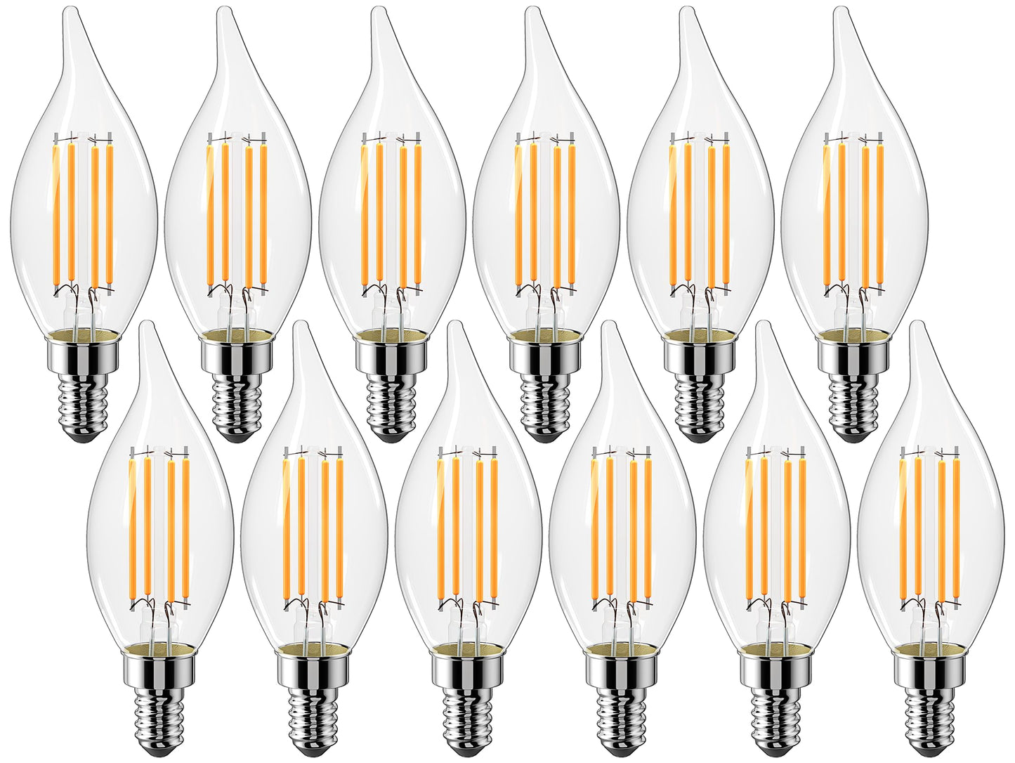 CYLYT Dimmable E12 Candelabra LED Light Bulbs 60 watt Equivalent, 2700K Warm White Chandelier Candle Bulb, 6W 650 Lumen Decorative Flame Tip Clear