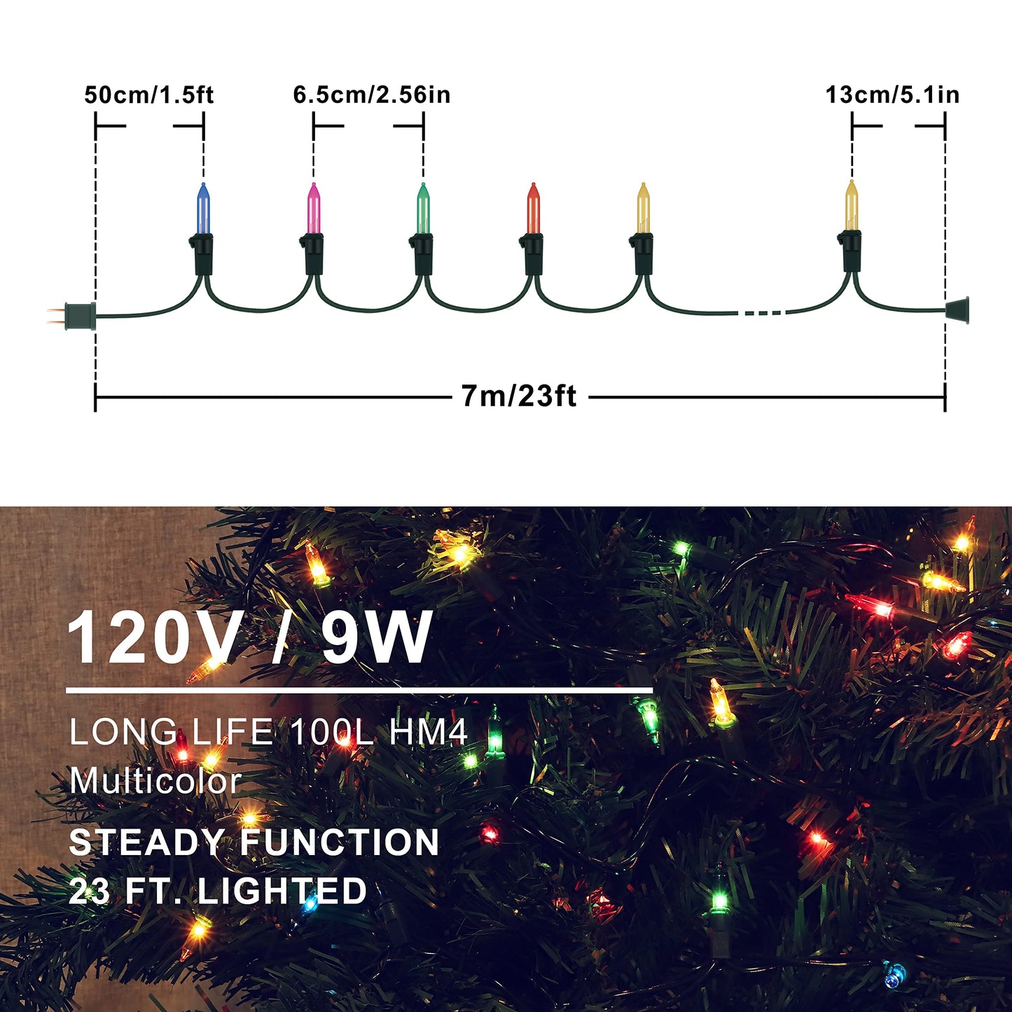 MYGOTO 2 Pack 23ft 100 Clear Mini Easter String Lights on Green Wire for Indoor/Outdoor Use,Connectable 120V Clear Tree Lights for Christmas Wedding