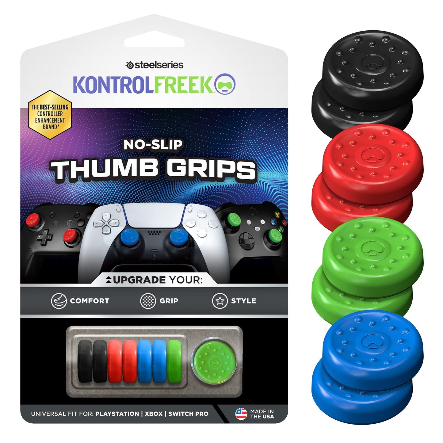 KontrolFreek No-Slip Thumb Grips | Universal Edition for Nintendo Switch Pro, PlayStation 4 (PS4), PlayStation 5 (PS5), Xbox One & Xbox Series X