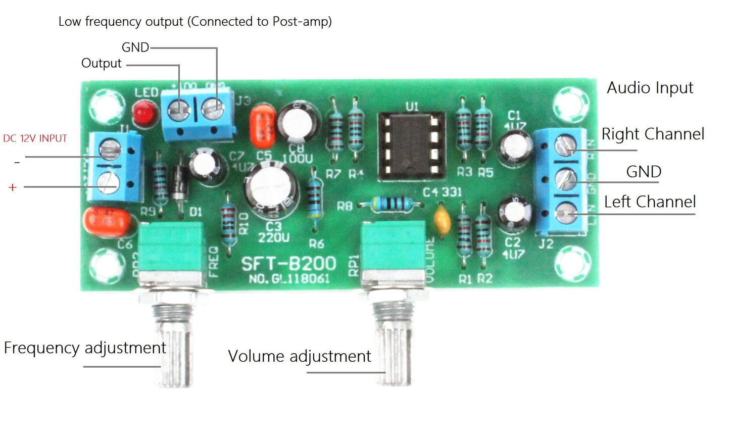 NOYITO NE5532 Single Supply Low-Pass Filter Board DC10-24V 22Hz-300Hz Subwoofer Pre-Amplifier Preamp Board