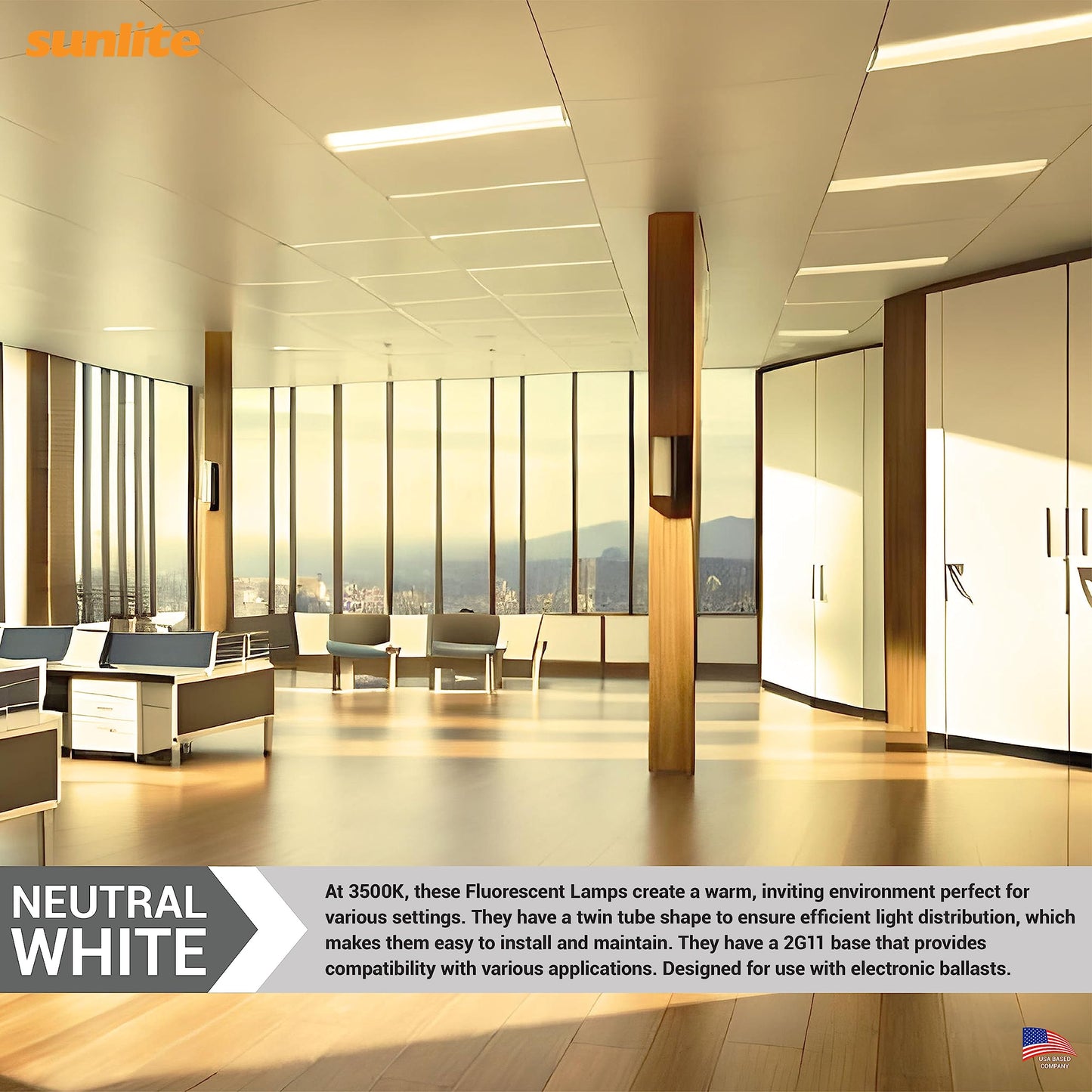 Sunlite FT40DL/841 Twin Tube Compact Fluorescent Lamp, FT 4-Pin, 40 Watts, 3150 Lumens, 4100K Cool White, 4-Pin (2G11) Base, ROHS Compliant, 10 Pack