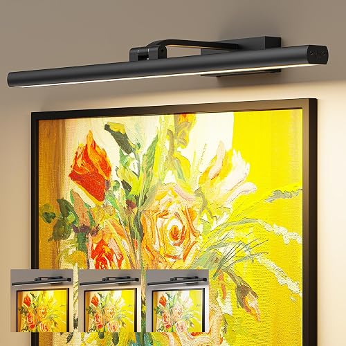 Eclipterra Wireless Picture Lights for Wall, 24in Battery Operated Wall Light for Painting Rechargeable CCT Rotatable Art Gallery Light with Remote