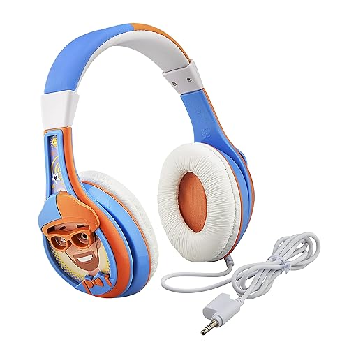 eKids Blippi Kids Headphones with 3.5mm Jack, Wired Headphones with Adjustable Headband and Volume Control, Earphones for School, Home, or Travel…