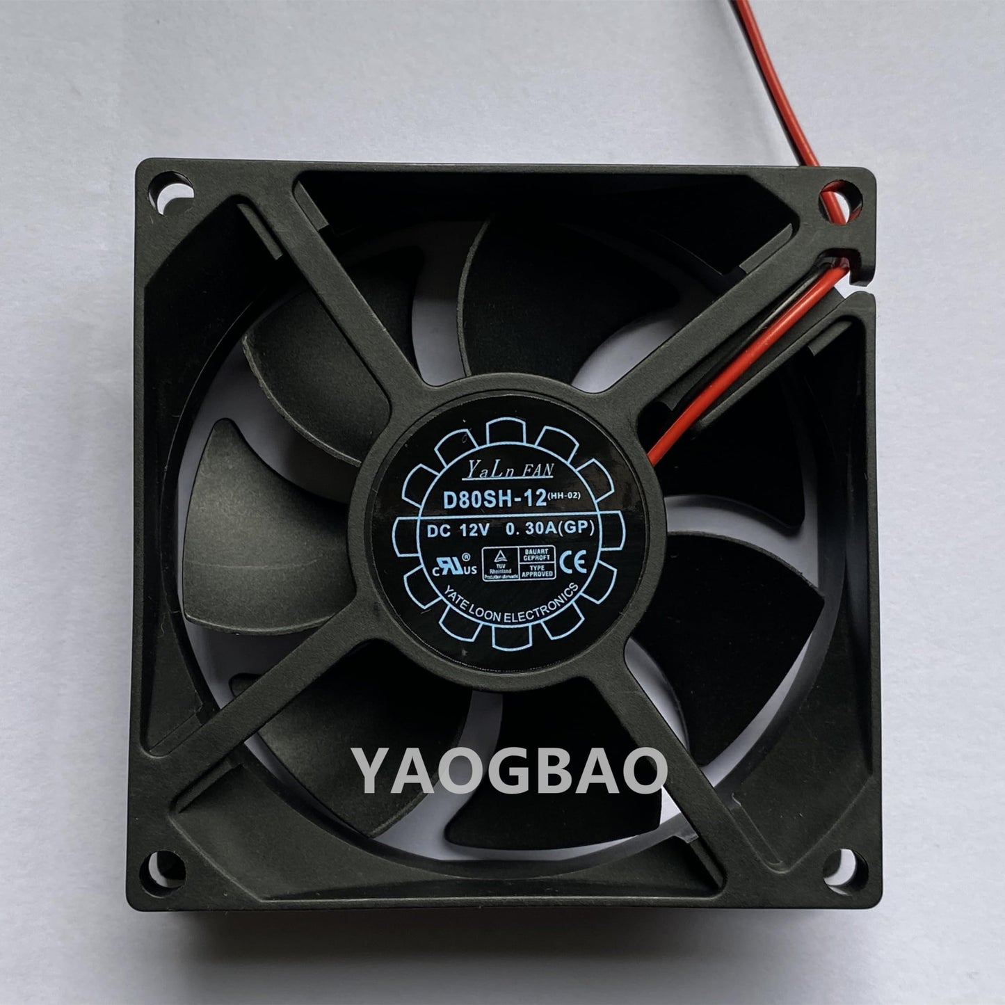 D80SH-12 DC12V 0.30A 8CM 8025 Cooling Fan for YAOGBAO D80SH-12 (GP) 2-Wire Power Supply Chassis Cooling Fan