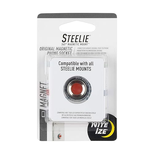 Nite Ize Steelie Magnetic Phone Socket - Strong Dashboard Mount Phone Socket for a Secure Hold - Smooth Glide - Adjustable Viewing - Works