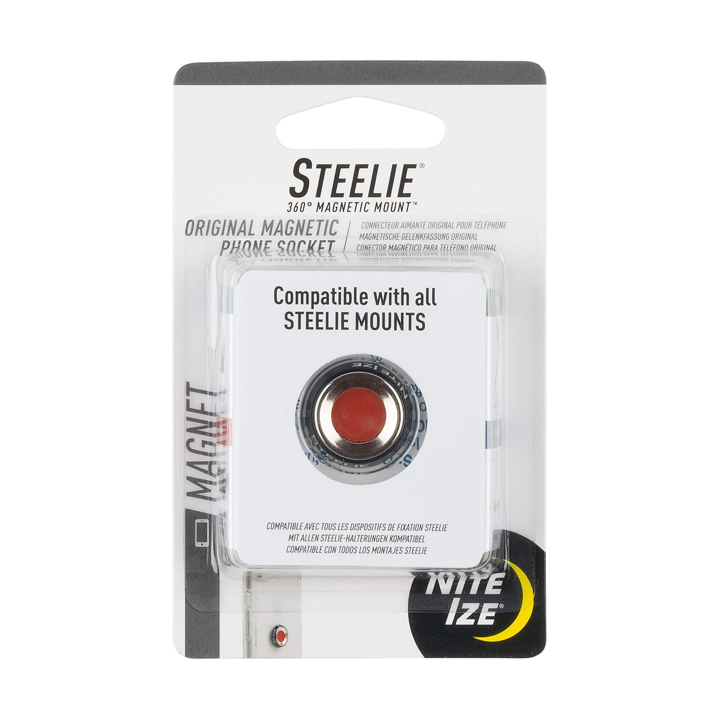 Nite Ize Steelie Magnetic Phone Socket - Strong Dashboard Mount Phone Socket for a Secure Hold - Smooth Glide - Adjustable Viewing - Works
