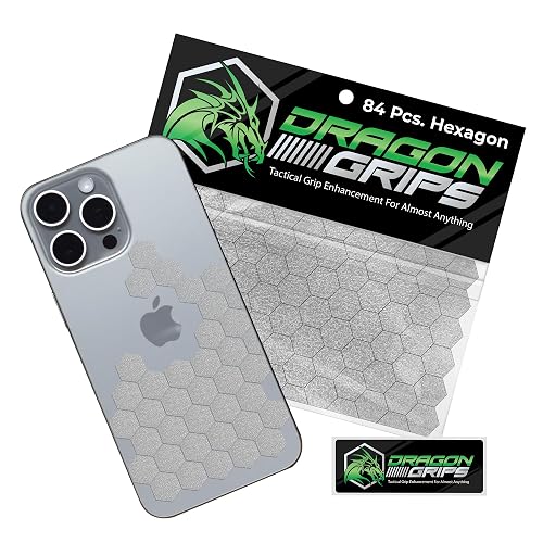Dragon Grips Clear Rubber Grip Tape - 84 Precut Hex Griptape Stickers (Pack of 1), Non-Slip Adhesive for Cell Phones, Controllers, Guns, and Mouse