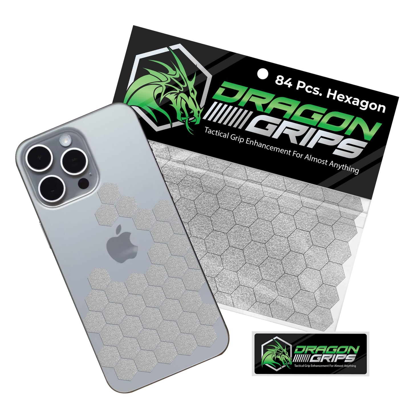 Dragon Grips Clear Rubber Grip Tape - 84 Precut Hex Griptape Stickers (Pack of 1), Non-Slip Adhesive for Cell Phones, Controllers, Guns, and Mouse
