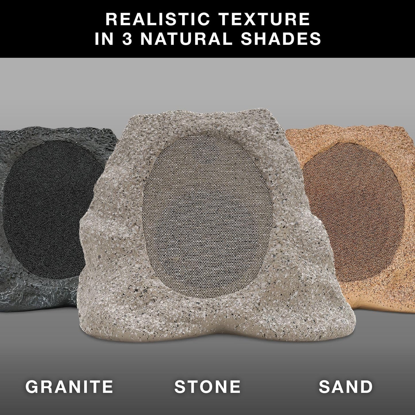 Victrola Rock Speaker Connect, Stone, Wireless Outdoor with Bluetooth 5.3, 22-Hour Battery Life, with Solar Charging, Link Up to 20 Rock Speakers
