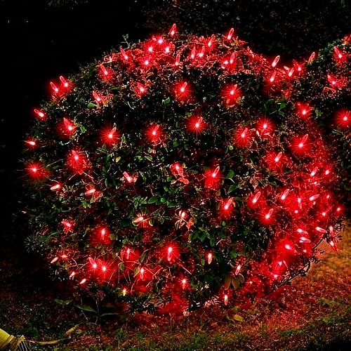 Efunly LED Christmas Net Lights for Bushes Outdoor,100 LED 5ftx5ft Waterproof 8 Modes Connectable Mesh Lights for Bushes,Garden,Yard,Trunk,Outdoor